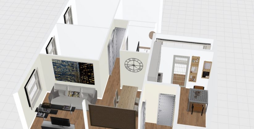 3d vista superior salon